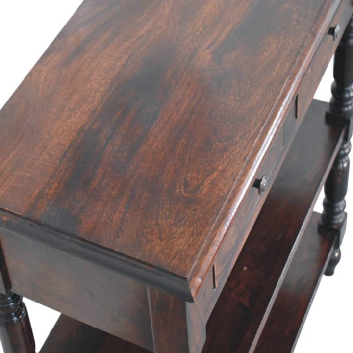 Turned legs Cherry End Table - Solid Mango Wood Side Table for Living Room - product view 5 showing handcrafted solid...