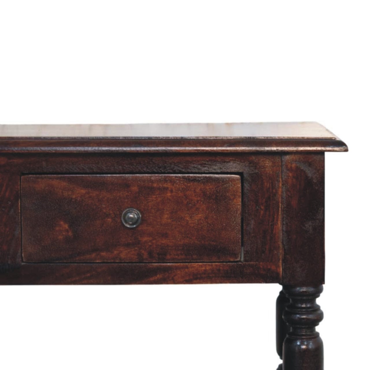 Turned legs Cherry End Table - Solid Mango Wood Side Table for Living Room - product view 4 showing handcrafted solid...