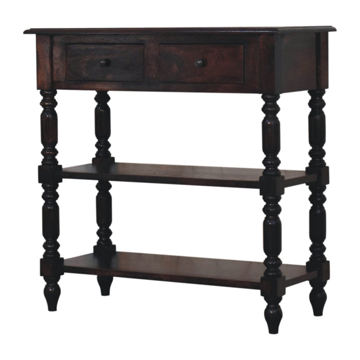 Turned legs Cherry End Table - Solid Mango Wood Side Table for Living Room - product view 3 showing handcrafted solid...