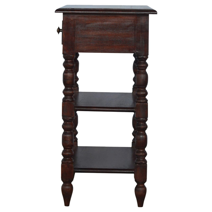 Solid Mango Wood Console Table - Cherry Finish Hallway & Entryway Table - product view 7 showing handcrafted solid mango...