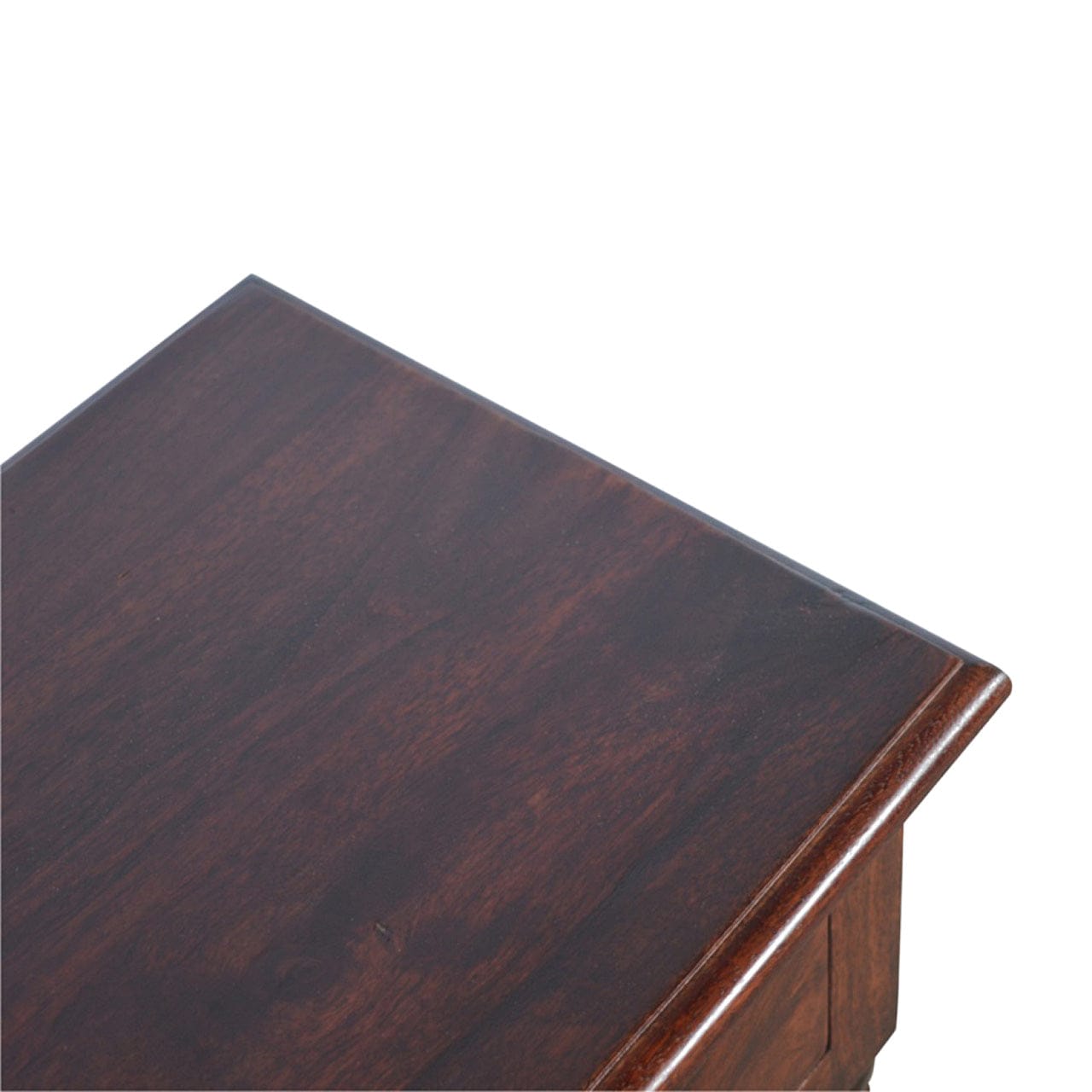 Solid Mango Wood Console Table - Cherry Finish Hallway & Entryway Table - product view 5 showing handcrafted solid mango...