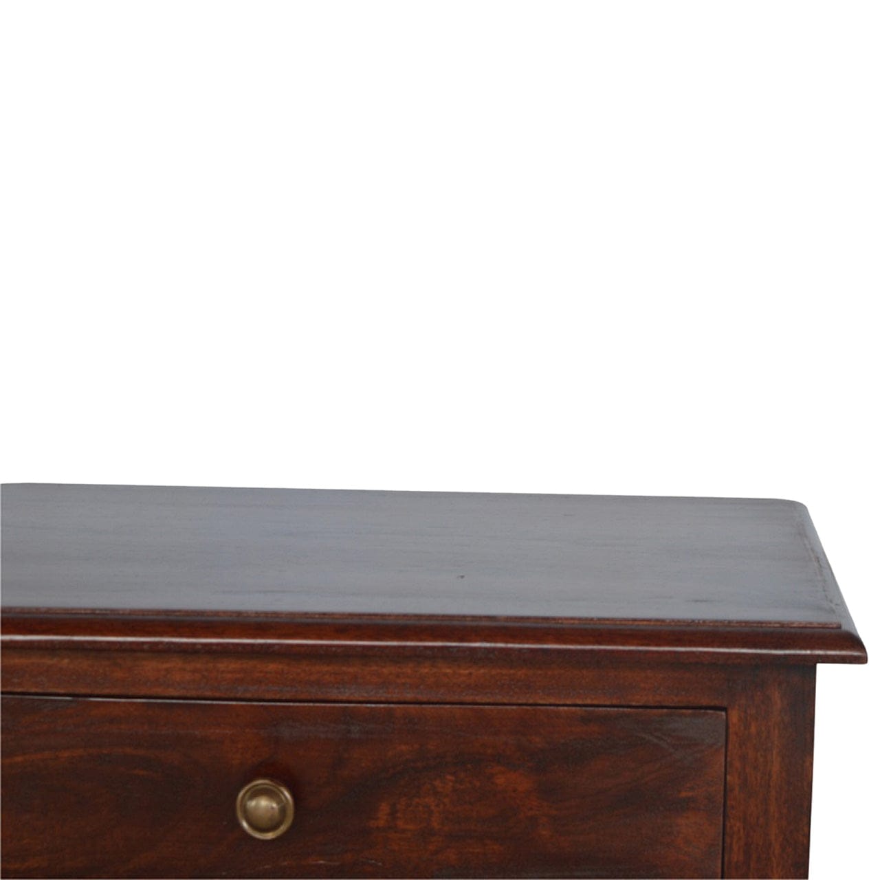 Solid Mango Wood Console Table - Cherry Finish Hallway & Entryway Table - product view 4 showing handcrafted solid mango...