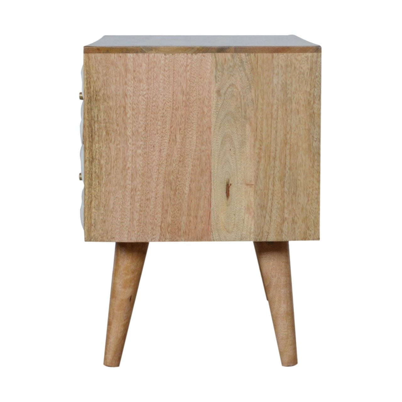 Carved Diamond TV Stand - Solid Mango Wood Entertainment Center for Living Room - product view 7 showing handcrafted...