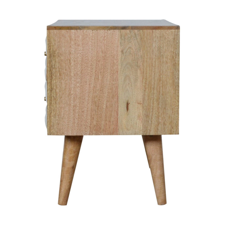 Carved Diamond TV Stand - Solid Mango Wood Entertainment Center for Living Room - product view 7 showing handcrafted...