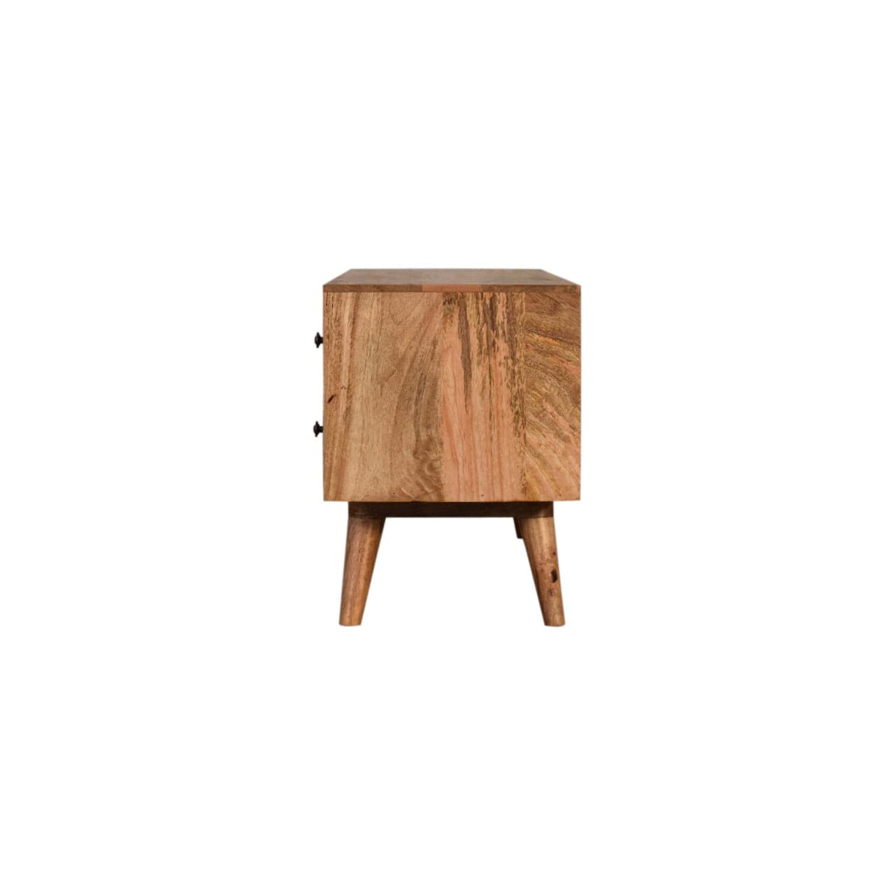 Mid-Century Modern Diamond Print TV Stand - Solid Mango Wood Entertainment Center for Living Room - product view 8...