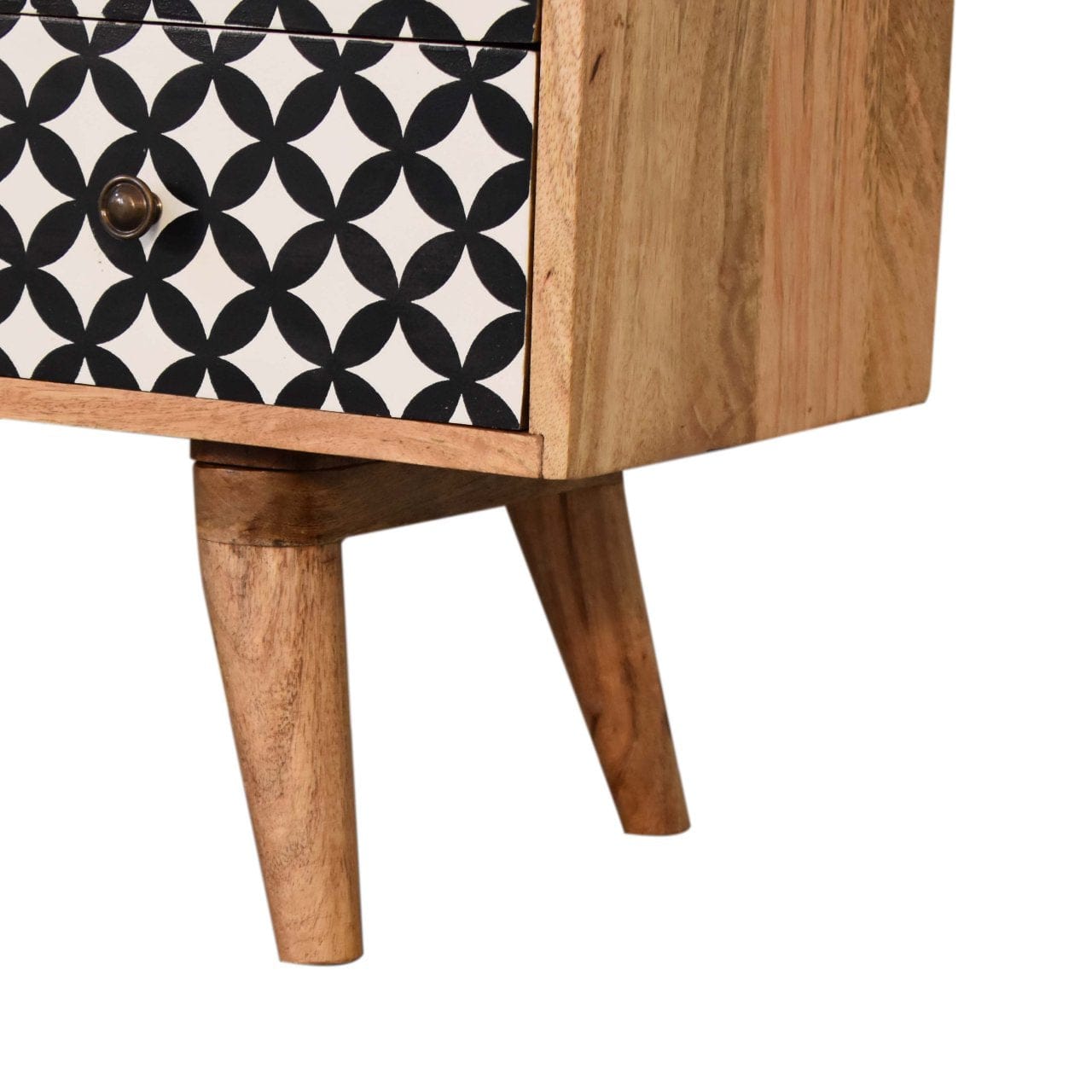 Mid-Century Modern Diamond Print TV Stand - Solid Mango Wood Entertainment Center for Living Room - product view 7...