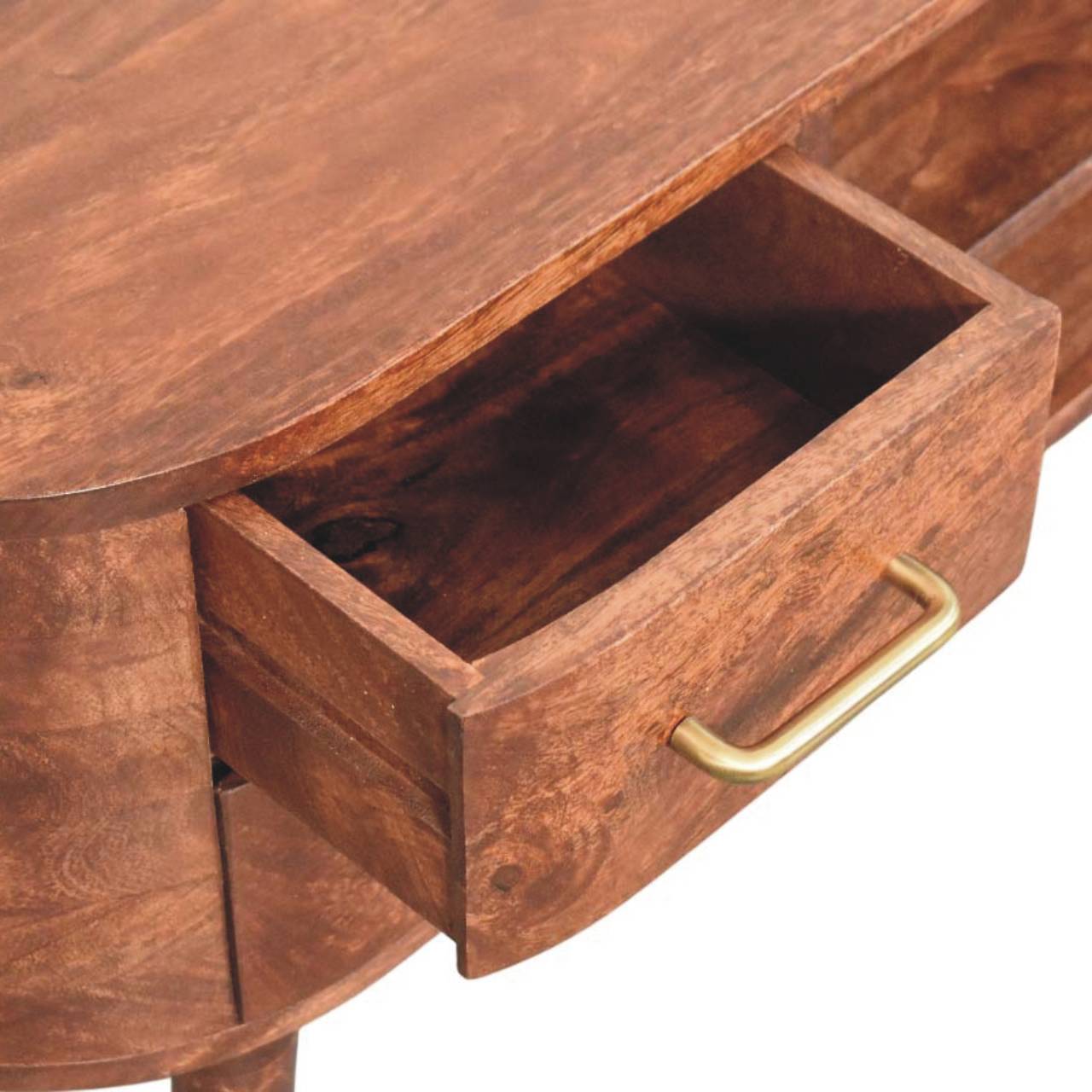 Mid-Century Modern Jetson Curve TV Stand - Solid Mango Wood Media Console for Living Room - product view 6 showing...
