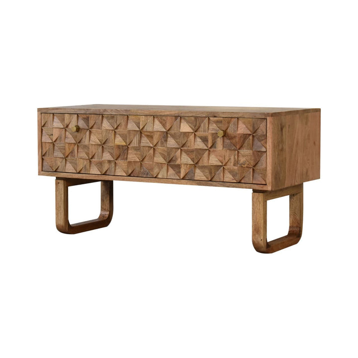 'U' Oak-ish Bench - Solid Mango Wood Seating Furniture for Entryway - main view showing handcrafted solid mango wood bench