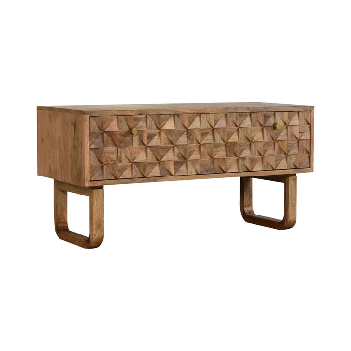 'U' Oak-ish Bench - Solid Mango Wood Seating Furniture for Entryway - product view 10 showing handcrafted solid mango...