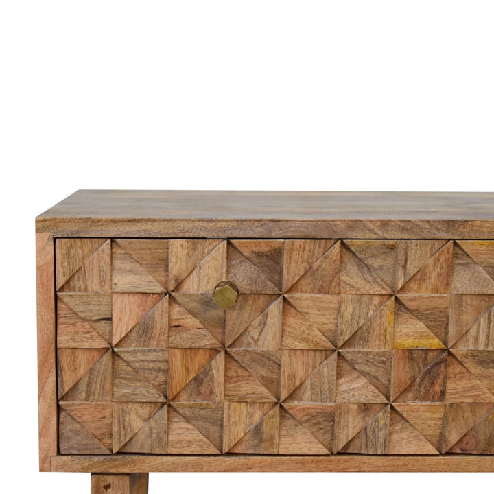 'U' Oak-ish Bench - Solid Mango Wood Seating Furniture for Entryway - product view 9 showing handcrafted solid mango wood...