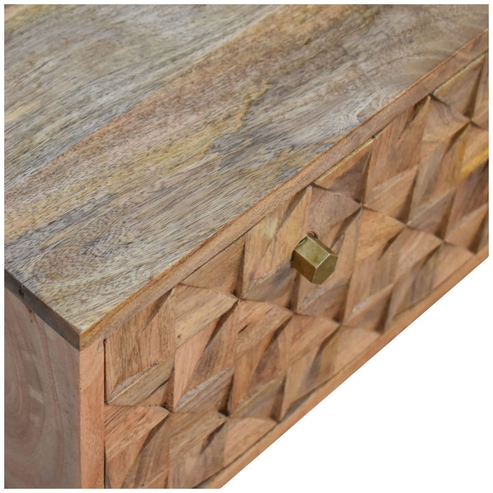 'U' Oak-ish Bench - Solid Mango Wood Seating Furniture for Entryway - product view 8 showing handcrafted solid mango wood...