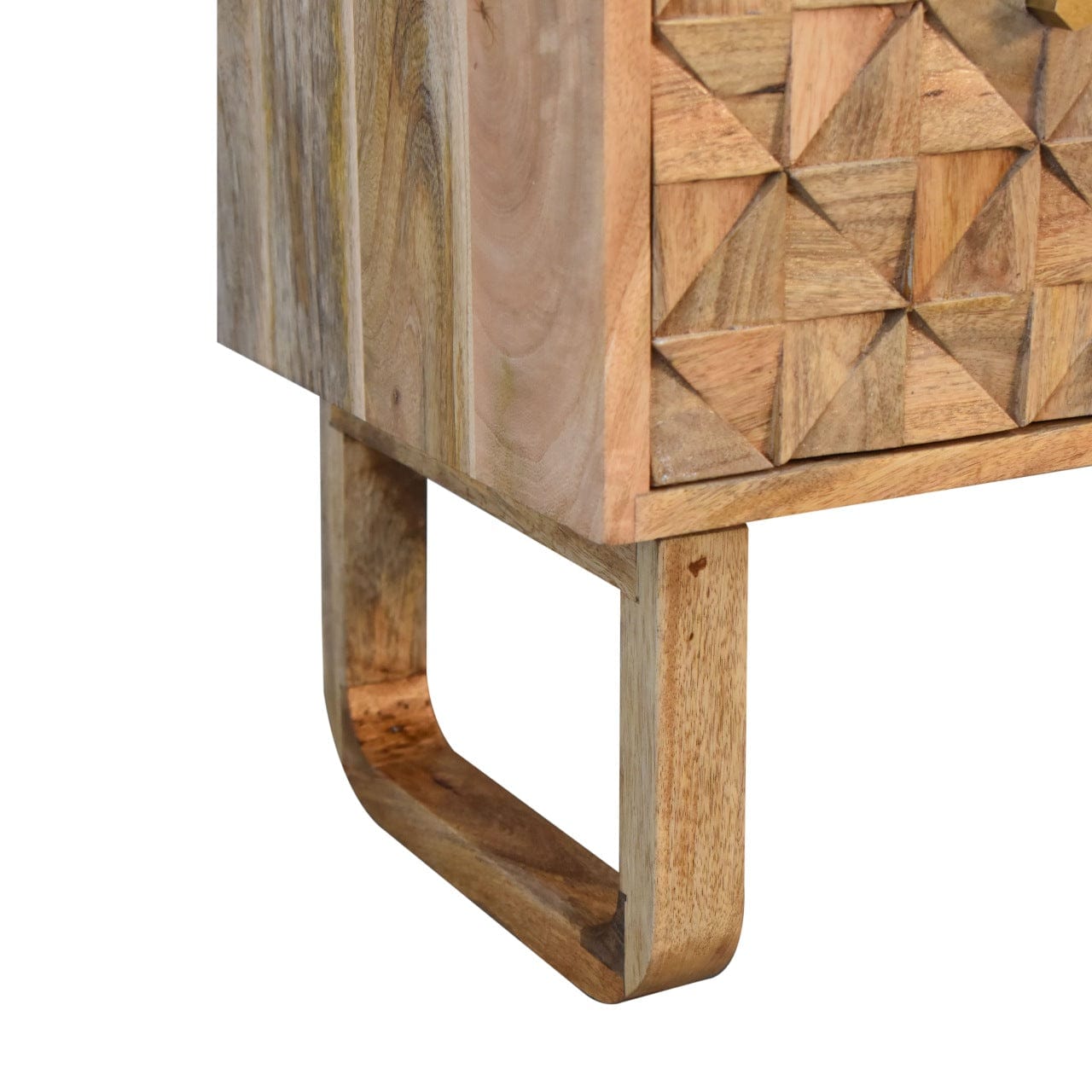 'U' Oak-ish Bench - Solid Mango Wood Seating Furniture for Entryway - product view 6 showing handcrafted solid mango wood...