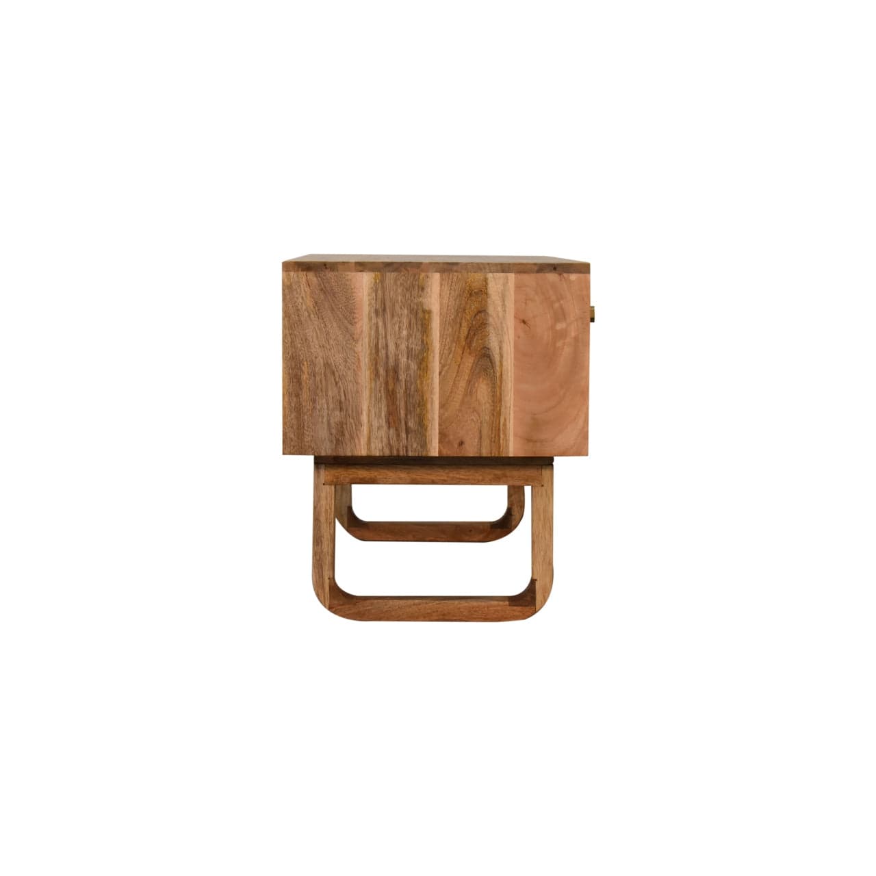 'U' Oak-ish Bench - Solid Mango Wood Seating Furniture for Entryway - product view 5 showing handcrafted solid mango wood...
