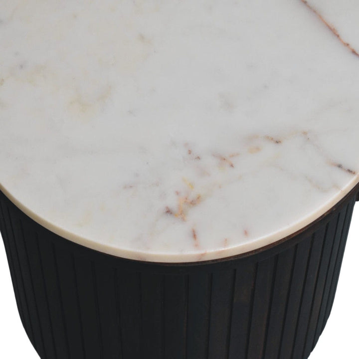 Verona Marble Coffee Table - Solid Mango Wood Center Table for Living Room - product view 5 showing handcrafted solid...
