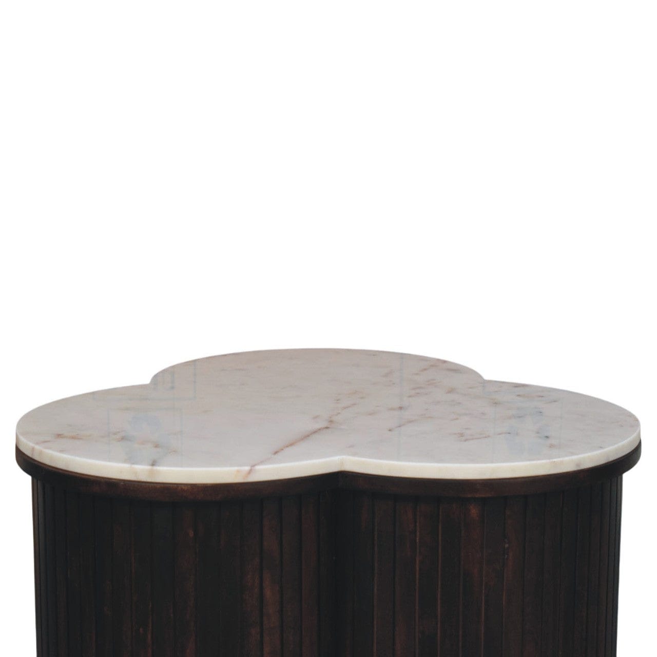 Verona Marble Coffee Table - Solid Mango Wood Center Table for Living Room - product view 4 showing handcrafted solid...