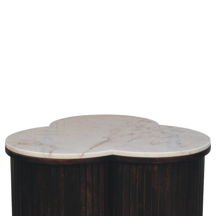 Verona Marble Coffee Table - Solid Mango Wood Center Table for Living Room - product view 4 showing handcrafted solid...