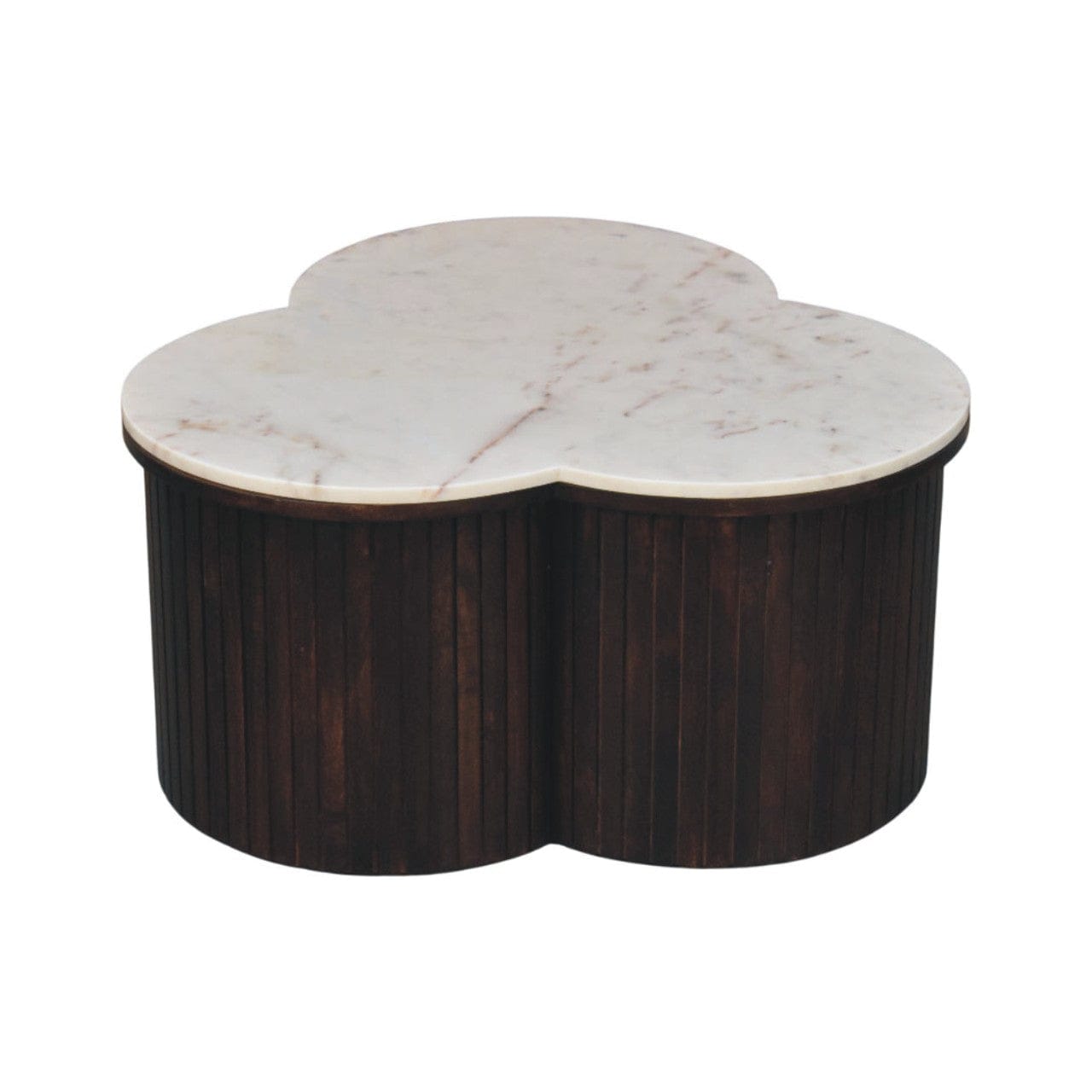 Verona Marble Coffee Table - Solid Mango Wood Center Table for Living Room - product view 3 showing handcrafted solid...