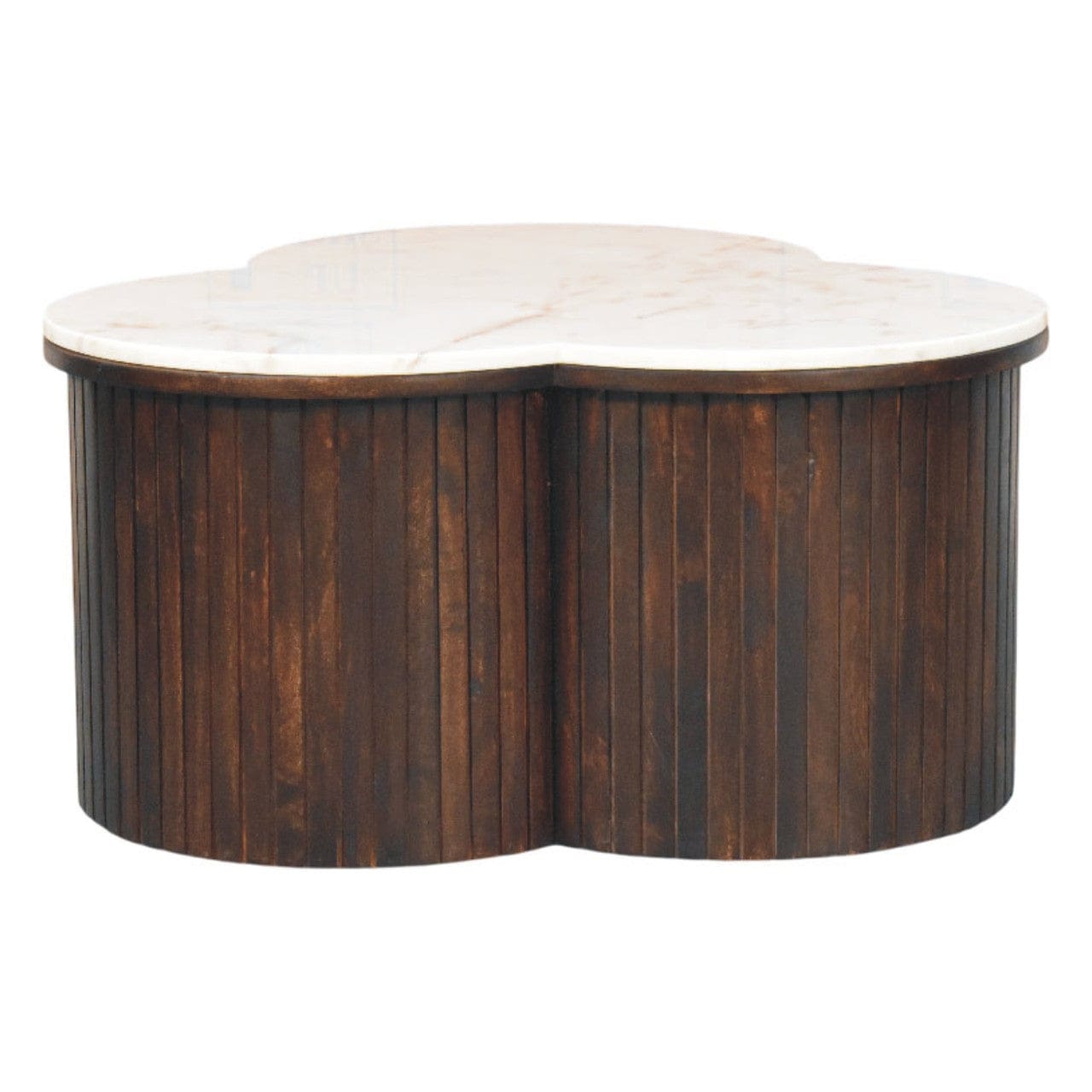 Verona Marble Coffee Table - Solid Mango Wood Center Table for Living Room - product view 2 showing handcrafted solid...
