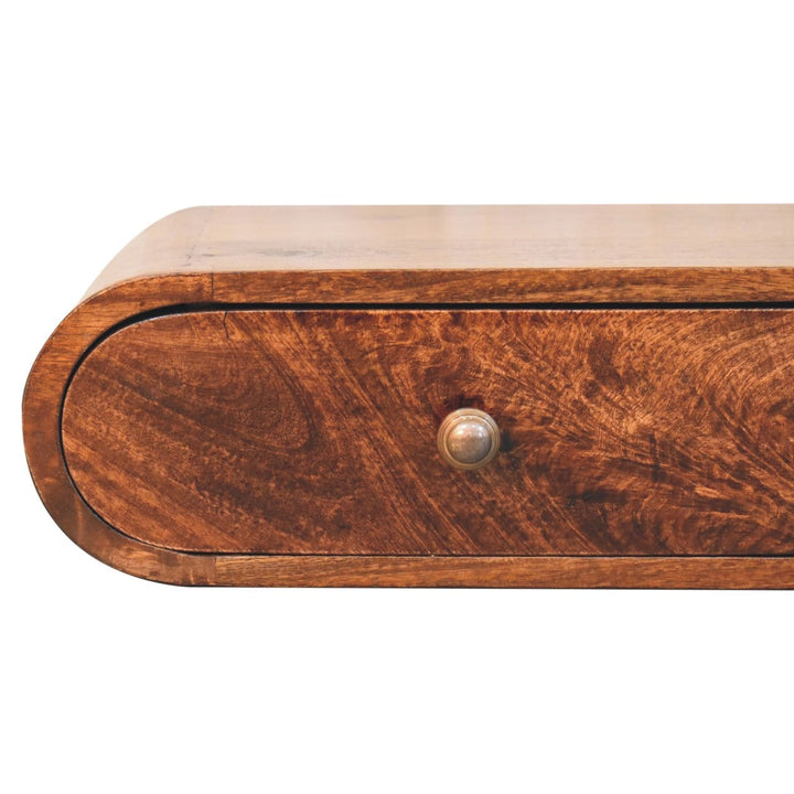 Wall Mounted California Walnut Console Table - Solid Mango Wood Hallway Console for Entryway - product view 4 showing...