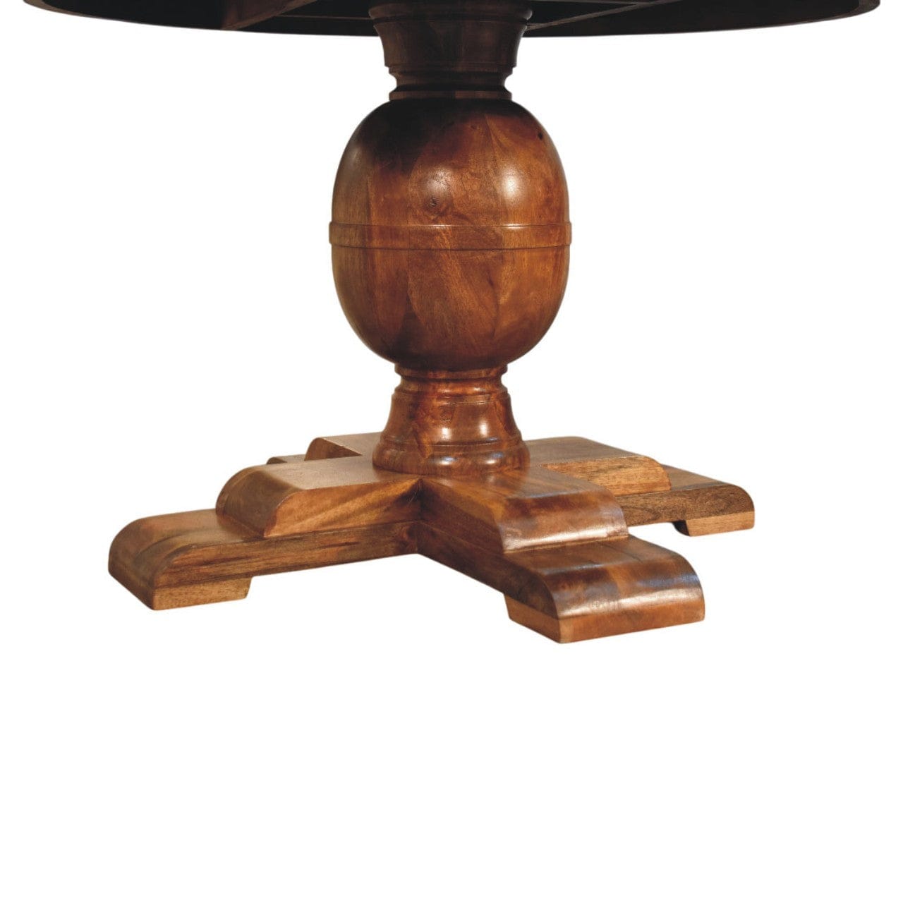 Wentworth Round Dining Table - Solid Mango Wood Kitchen Table - product view 7 showing handcrafted solid mango wood...
