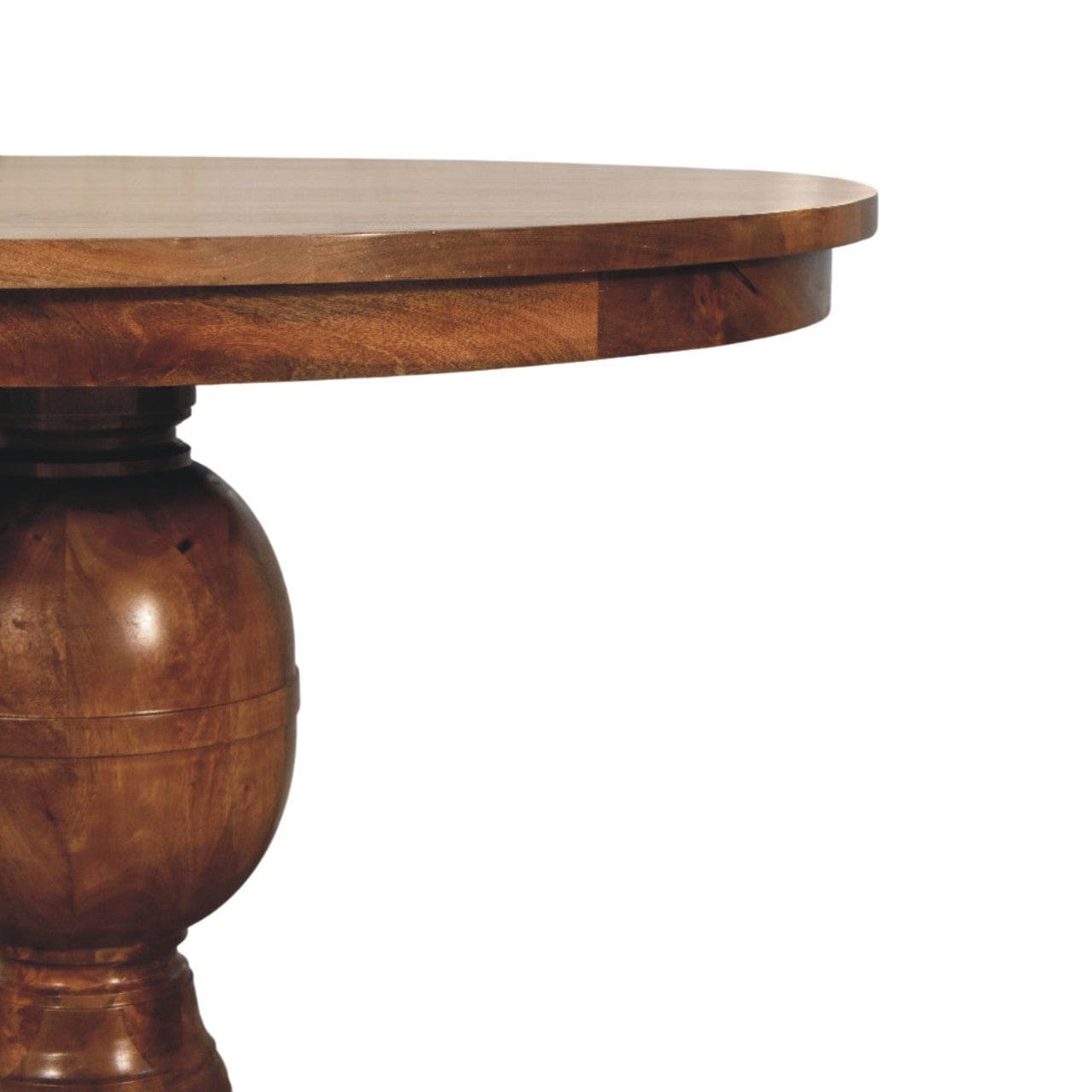 Wentworth Round Dining Table - Solid Mango Wood Kitchen Table - product view 6 showing handcrafted solid mango wood...