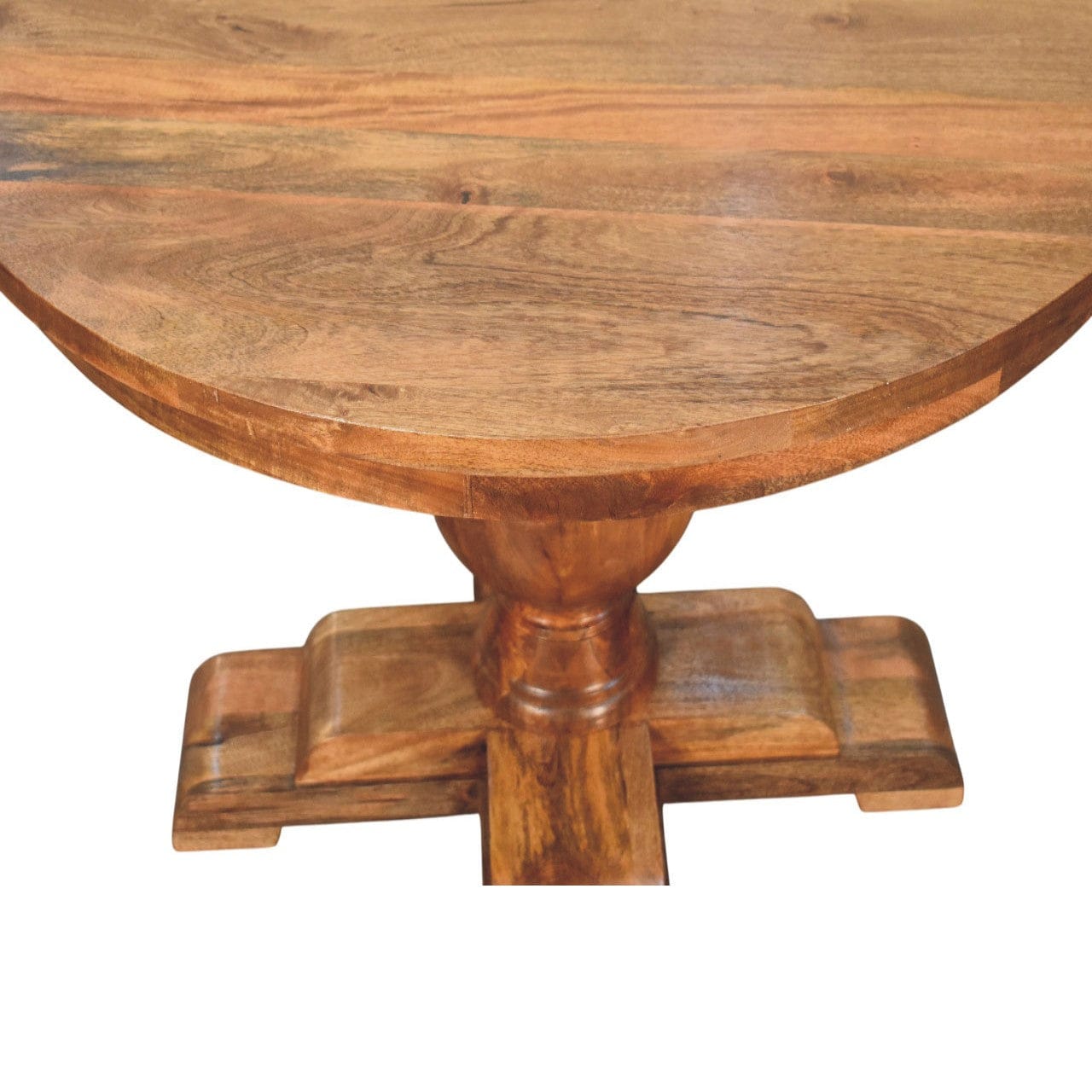 Wentworth Round Dining Table - Solid Mango Wood Kitchen Table - product view 5 showing handcrafted solid mango wood...
