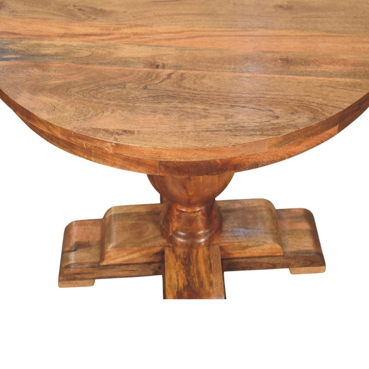 Wentworth Round Dining Table - Solid Mango Wood Kitchen Table - product view 5 showing handcrafted solid mango wood...