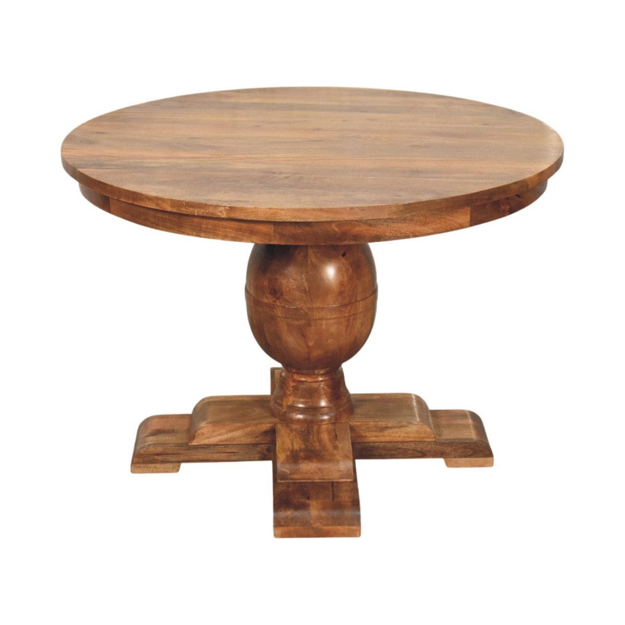 Wentworth Round Dining Table - Solid Mango Wood Kitchen Table - product view 4 showing handcrafted solid mango wood...
