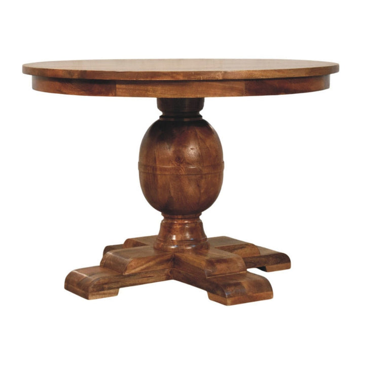 Wentworth Round Dining Table - Solid Mango Wood Kitchen Table - product view 3 showing handcrafted solid mango wood...
