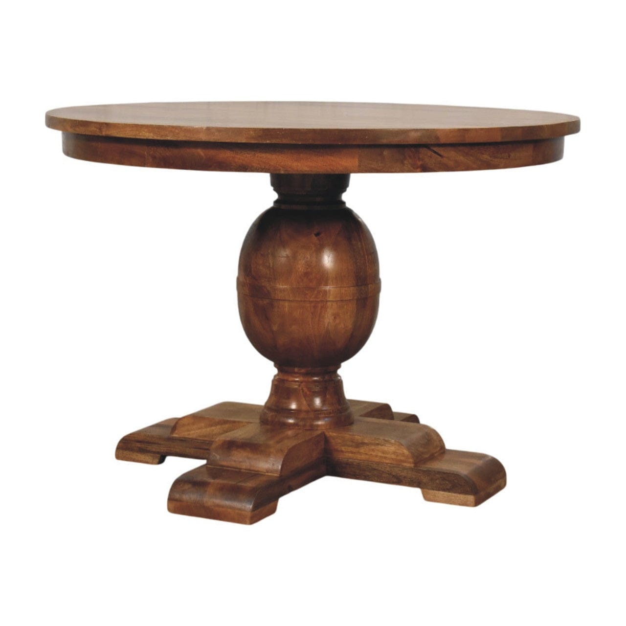 Wentworth Round Dining Table - Solid Mango Wood Kitchen Table - product view 2 showing handcrafted solid mango wood...