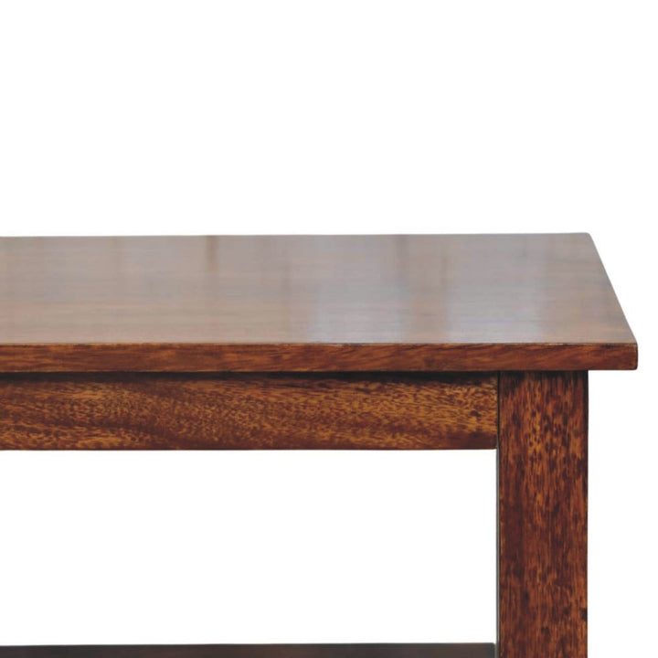 X-Frame Chestnut Coffee Table - Solid Mango Wood Center Table for Living Room - product view 4 showing handcrafted solid...