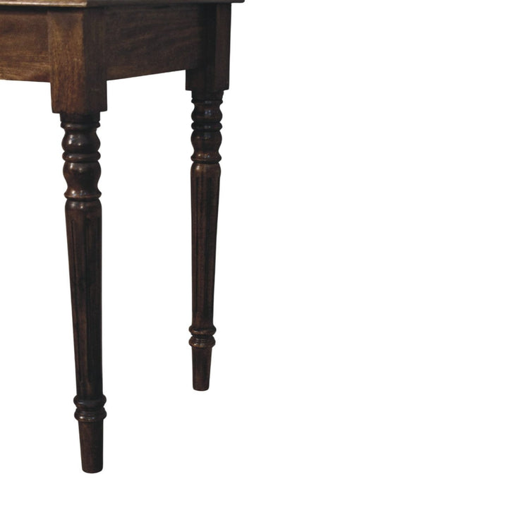 Heritage Turned-Leg Desk in Classic Grey Tone - Solid Mango Wood Writing Desk - product view 7 showing handcrafted solid...