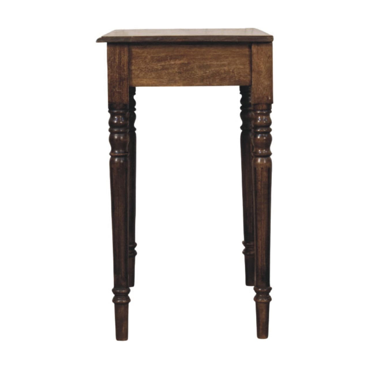 Heritage Turned-Leg Desk in Classic Grey Tone - Solid Mango Wood Writing Desk - product view 8 showing handcrafted solid...