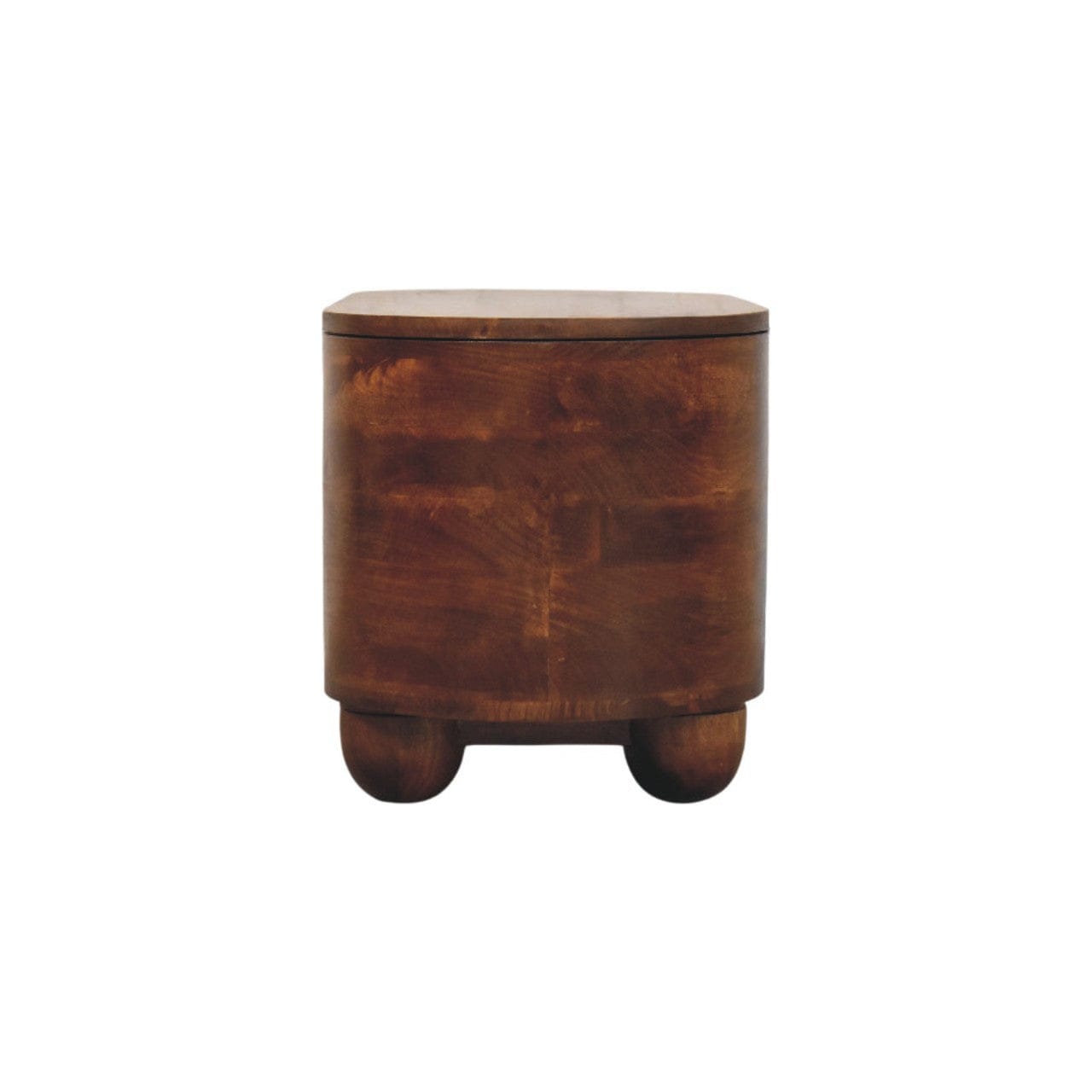 Loren Chestnut Storage Box Bench - Solid Mango Wood Storage Chest with Seating - product view 8 showing handcrafted solid...