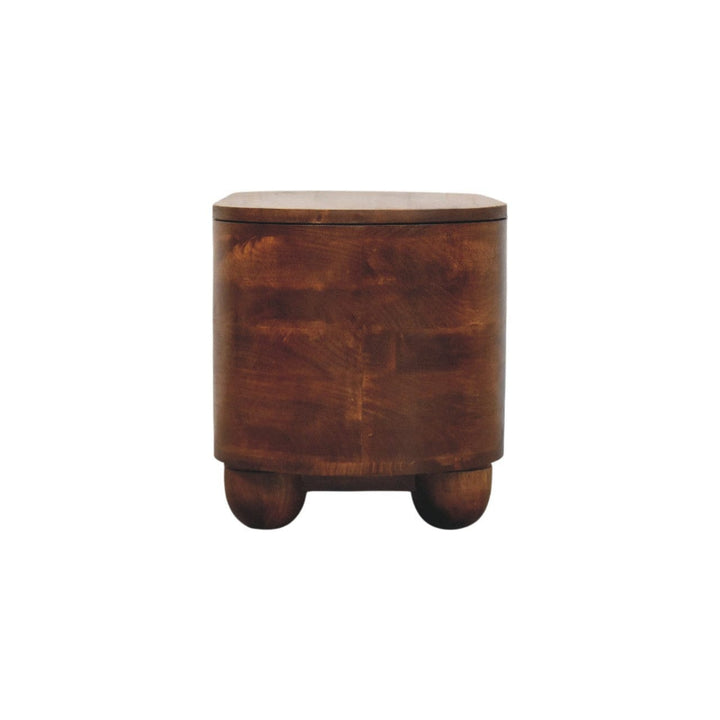 Loren Chestnut Storage Box Bench - Solid Mango Wood Storage Chest with Seating - product view 8 showing handcrafted solid...