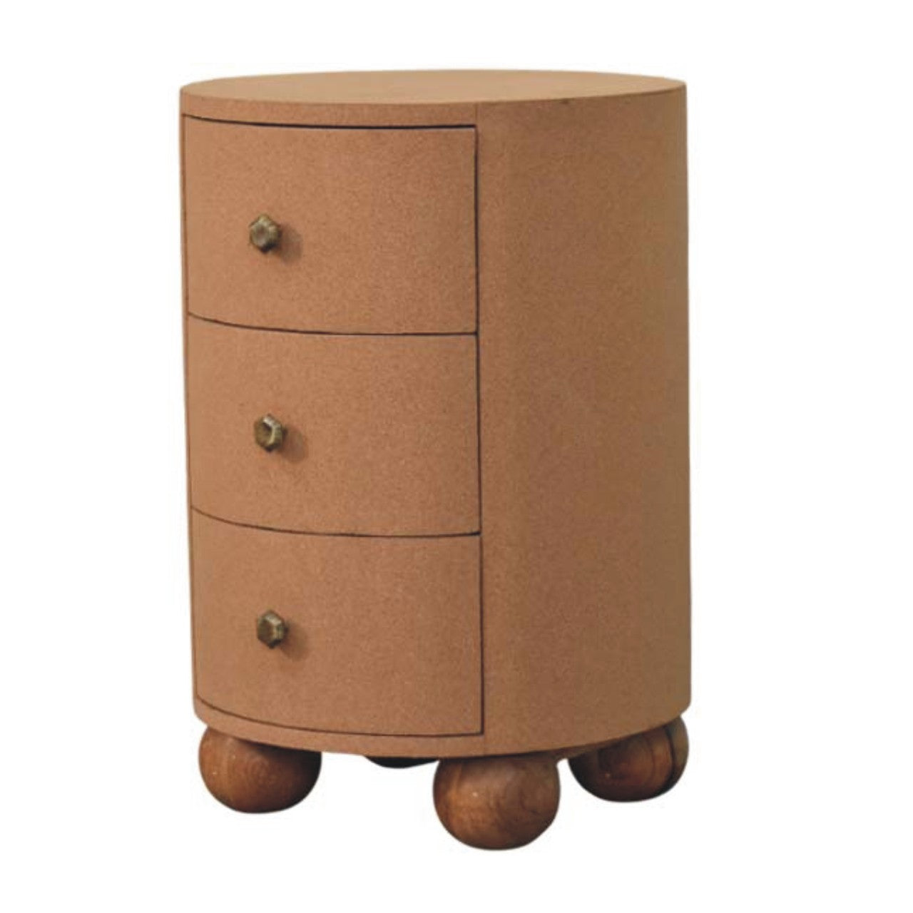 Maison Liège Cork Storage Unit with Solid Mango Wood - main view showing handcrafted solid mango wood storage unit