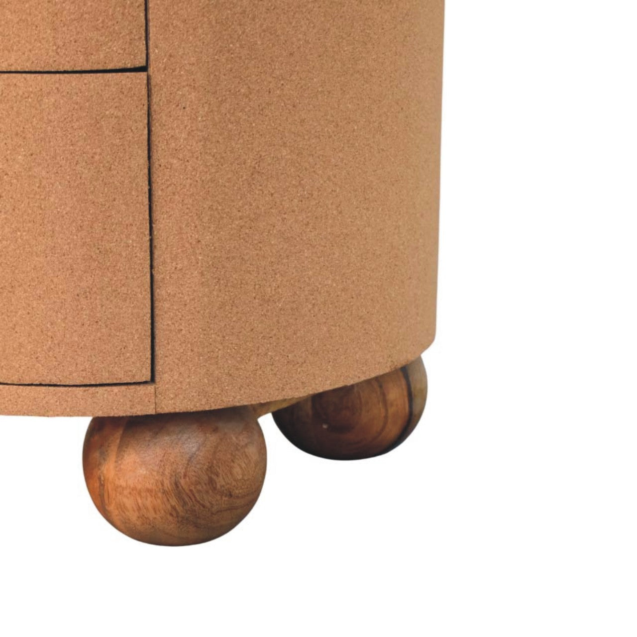 Maison Liège Cork Storage Unit with Solid Mango Wood - product view 6 showing handcrafted solid mango wood furniture