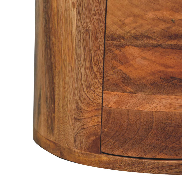 Mango Drum Side Table - Solid Mango Wood Round Accent Table - product view 7 showing handcrafted solid mango wood side table