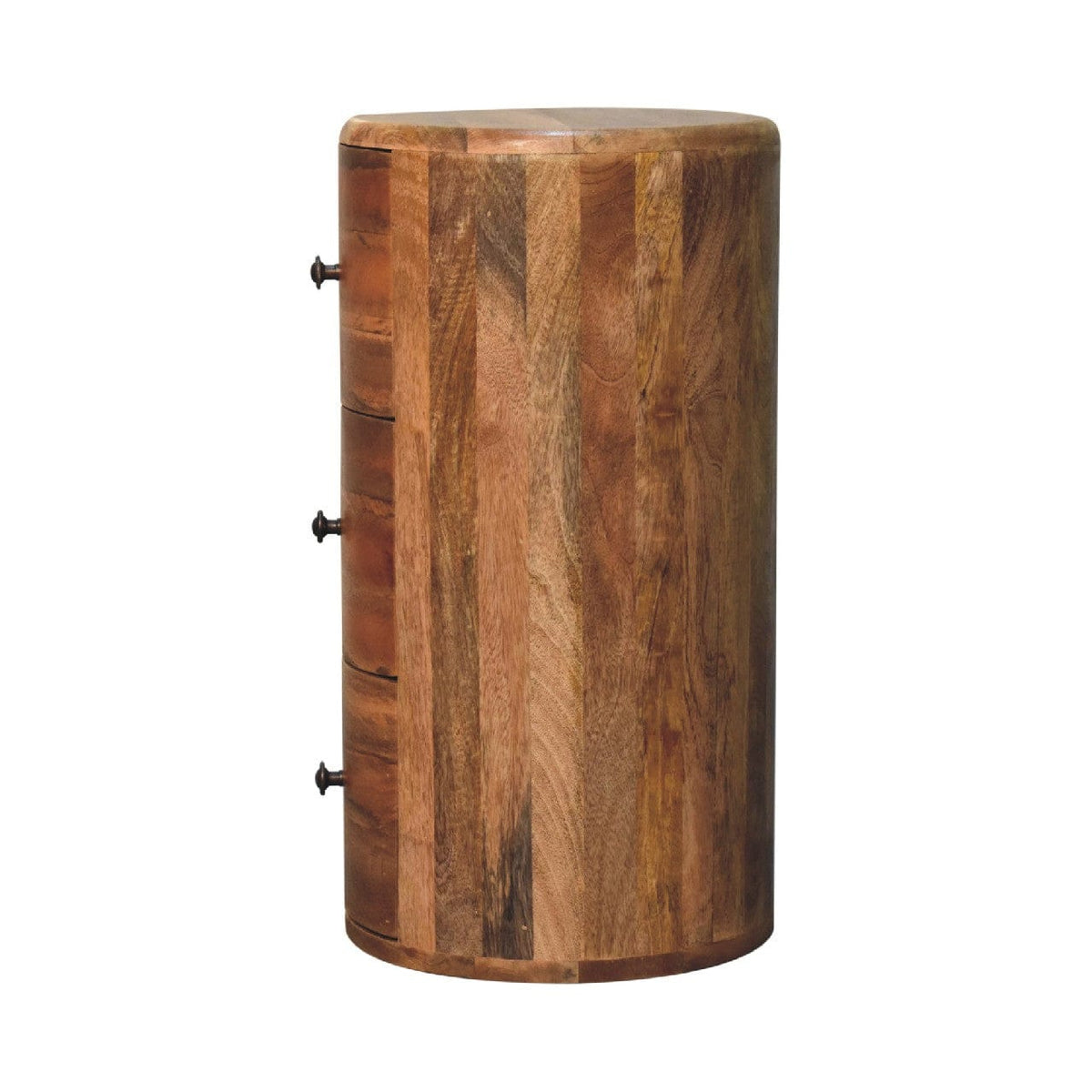 Mango Drum Side Table - Solid Mango Wood Round Accent Table - product view 8 showing handcrafted solid mango wood side table