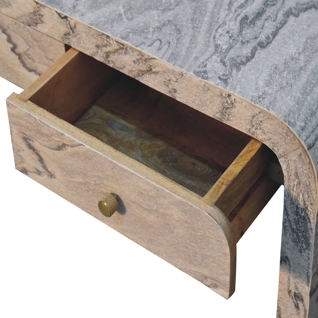 Nouveau TV Stand - Solid Mango Wood Entertainment Center for Living Room - product view 6 showing handcrafted solid mango...