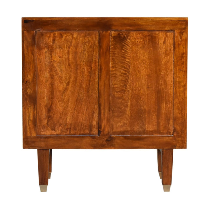 Manila Gold Tapered Dresser - Solid Mango Wood Storage Chest for Bedroom - product view 10 showing handcrafted solid...