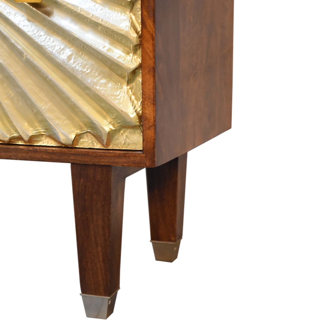 Manila Gold Tapered Dresser - Solid Mango Wood Storage Chest for Bedroom - product view 8 showing handcrafted solid mango...