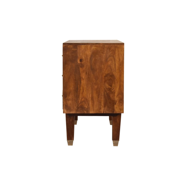 Manila Gold Tapered Sideboard - Solid Mango Wood Buffet Cabinet for Dining Room - product view 8 showing handcrafted...