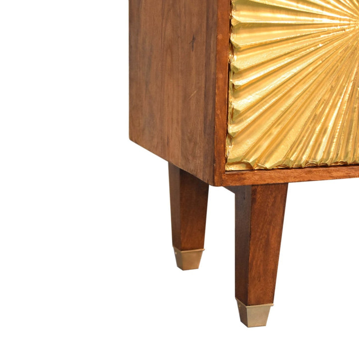 Manila Gold Tapered Sideboard - Solid Mango Wood Buffet Cabinet for Dining Room - product view 7 showing handcrafted...