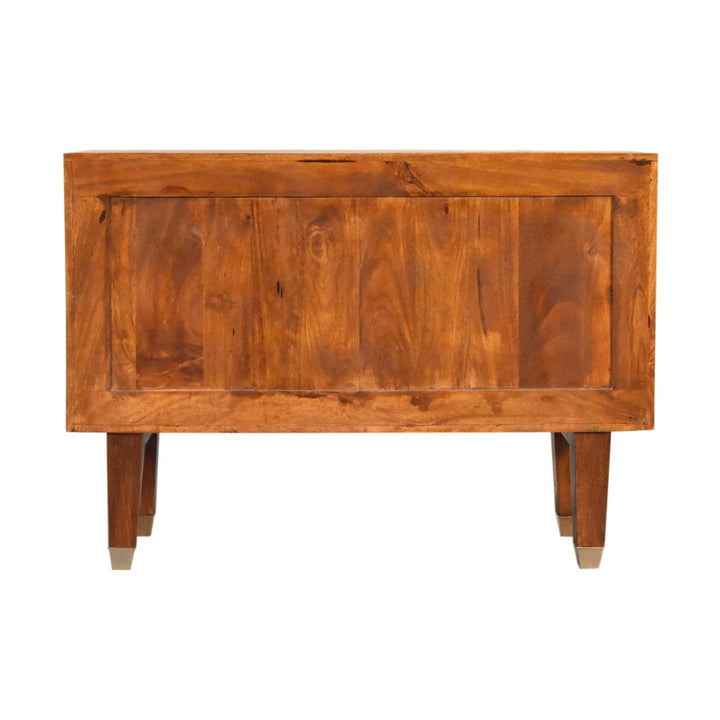 Manila Gold Tapered Sideboard - Solid Mango Wood Buffet Cabinet for Dining Room - product view 9 showing handcrafted...