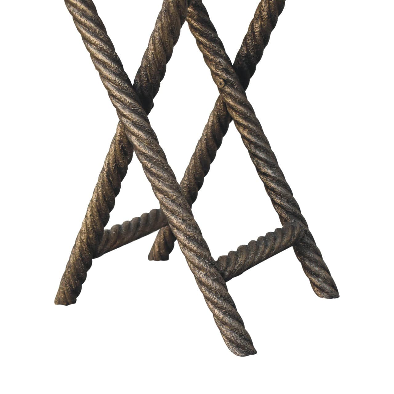Metallic Rope End Table - Solid Mango Wood Side Table for Living Room - product view 7 showing handcrafted solid mango...