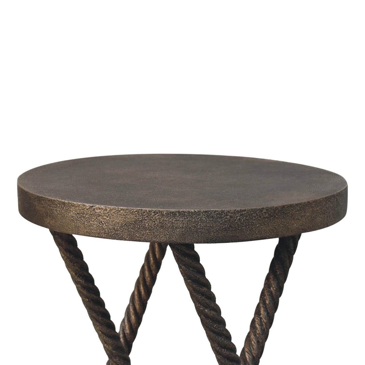 Metallic Rope End Table - Solid Mango Wood Side Table for Living Room - product view 6 showing handcrafted solid mango...