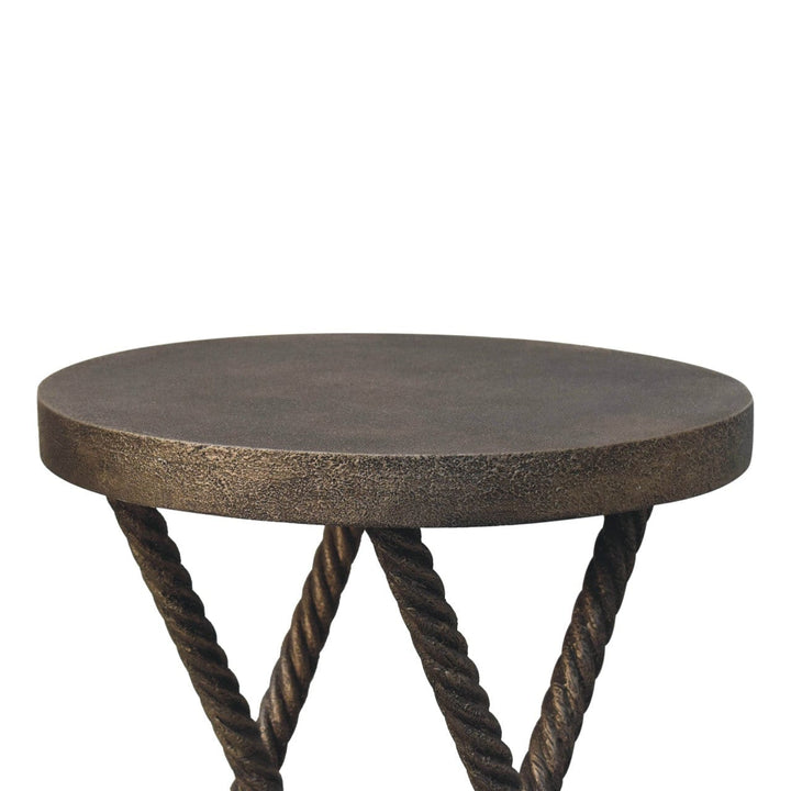 Metallic Rope End Table - Solid Mango Wood Side Table for Living Room - product view 6 showing handcrafted solid mango...