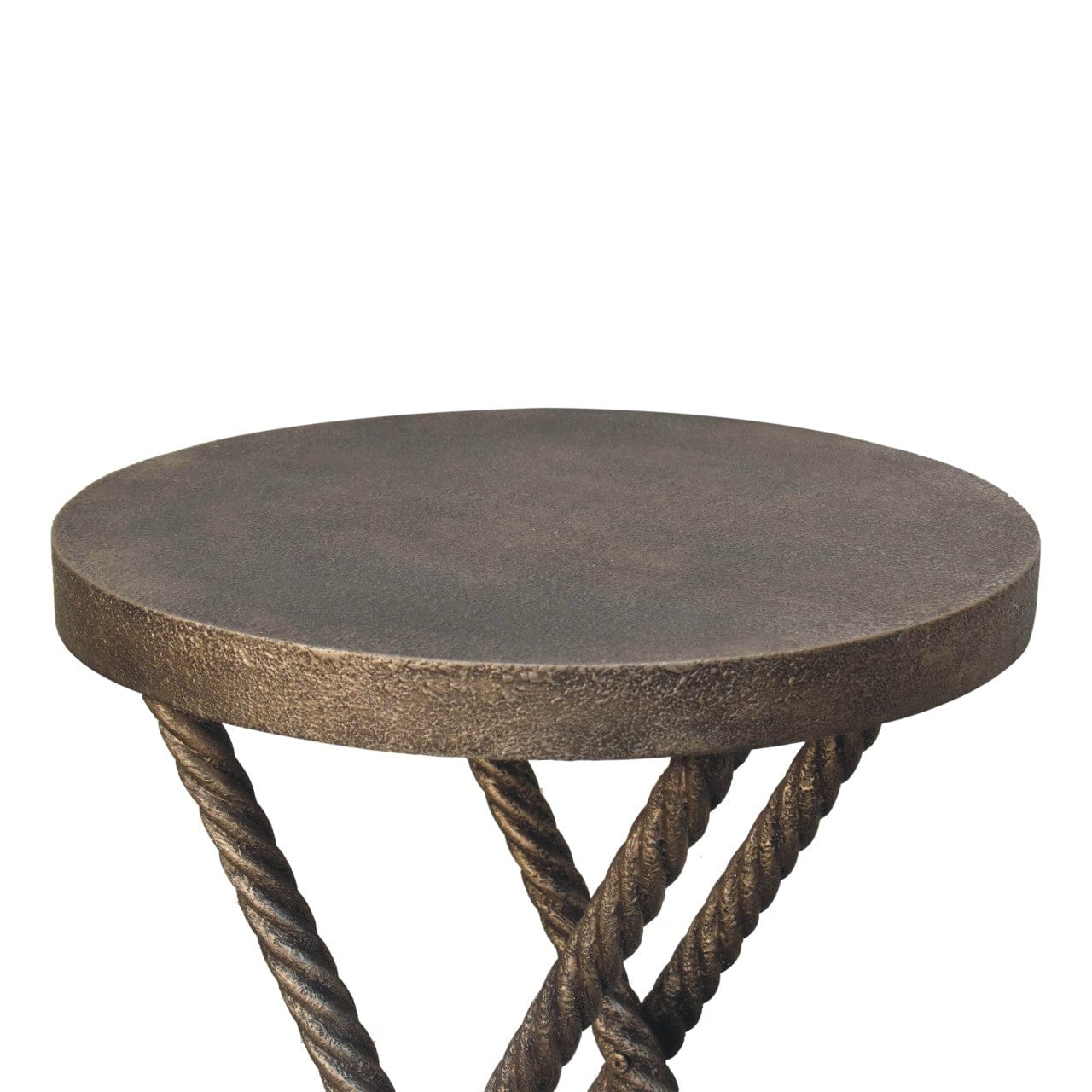 Metallic Rope End Table - Solid Mango Wood Side Table for Living Room - product view 4 showing handcrafted solid mango...