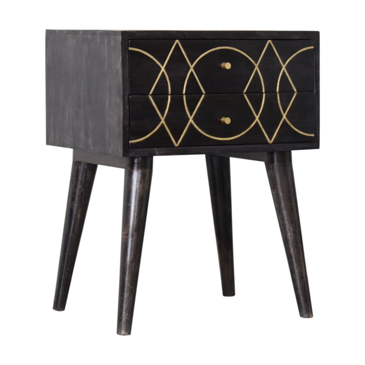 Mid-Century Modern Oslo Nightstand - Solid Mango Wood Bedside Table for Bedroom - main view showing handcrafted solid...